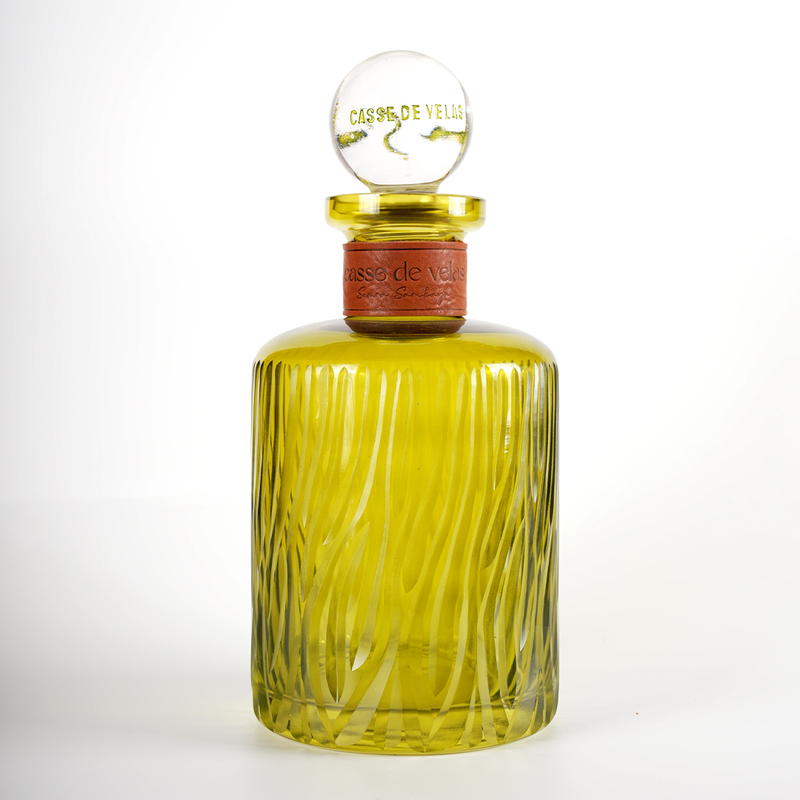 Green Leather Cutting Decanter