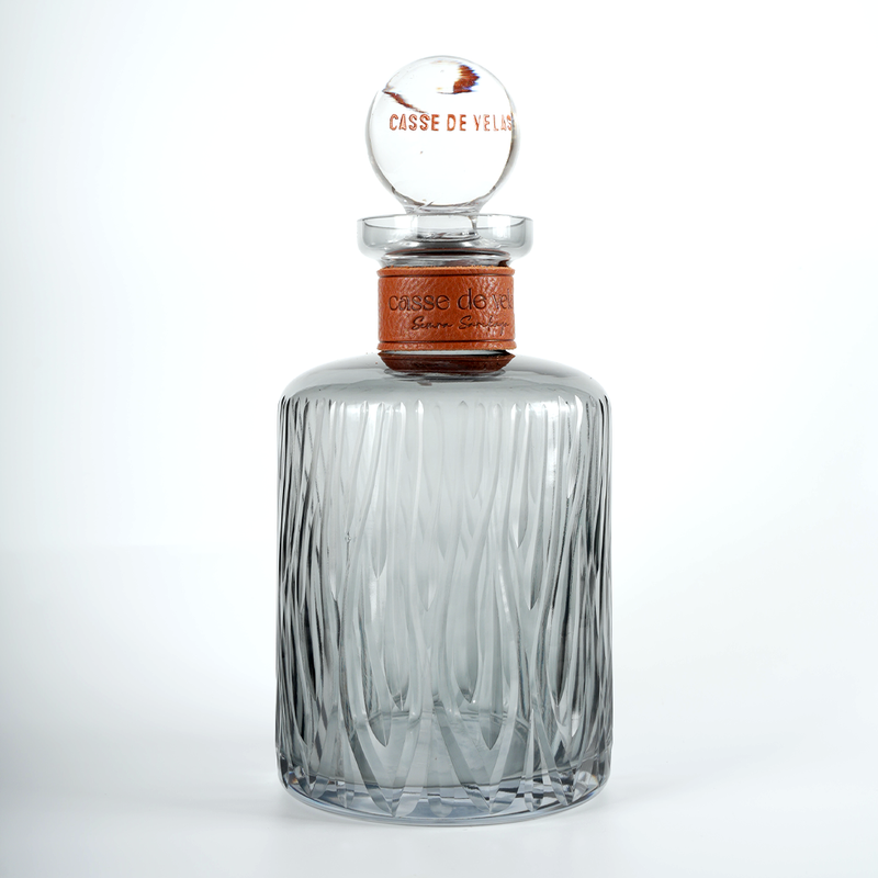 Smoked Leather Cut Carafe