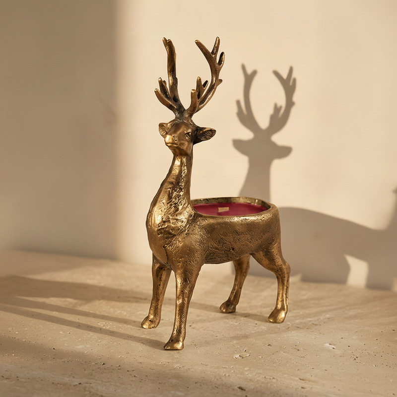 Brass Cast Deer Candle Holder