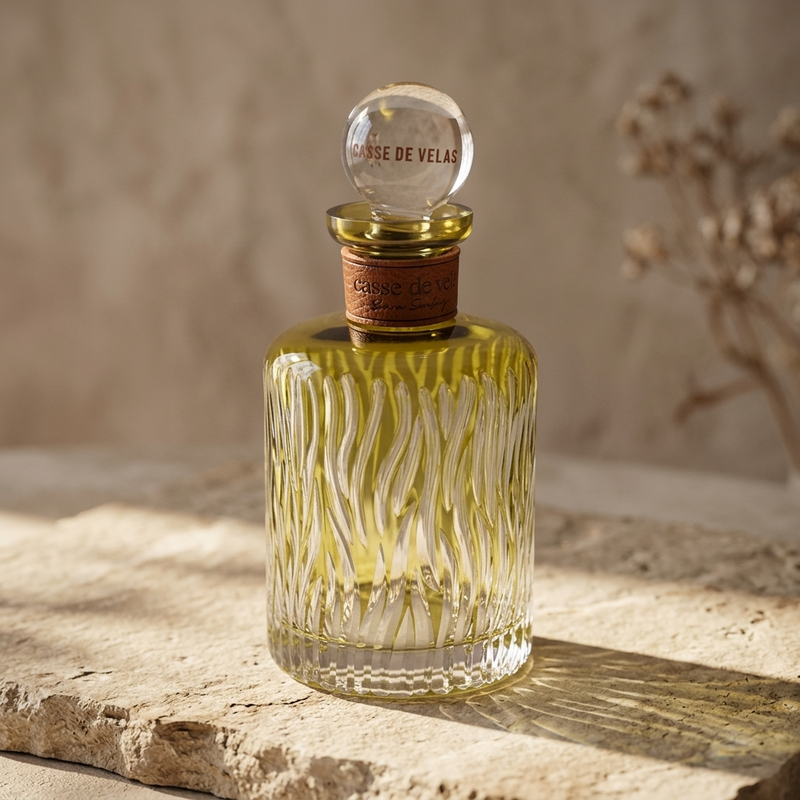Green Leather Cutting Decanter